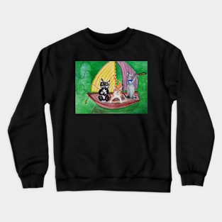 Three cats in a boat Crewneck Sweatshirt